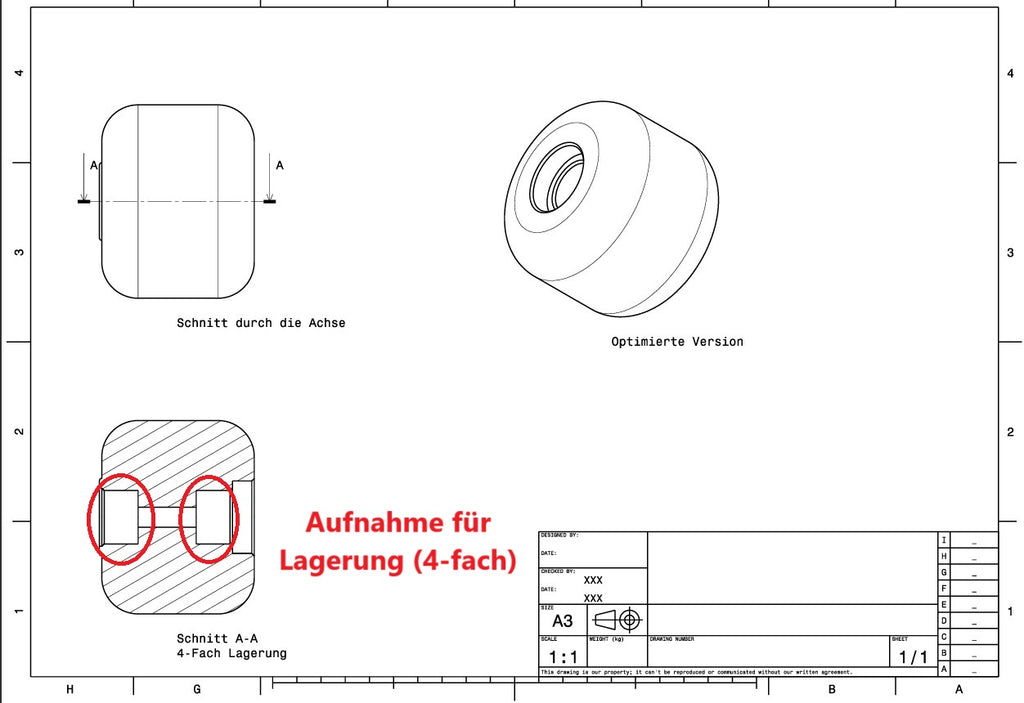 Laufrolle Ersatz für/kompatibel mit Stiga 1136-1052-01; Castel Garden 182700002/0 82700002/0