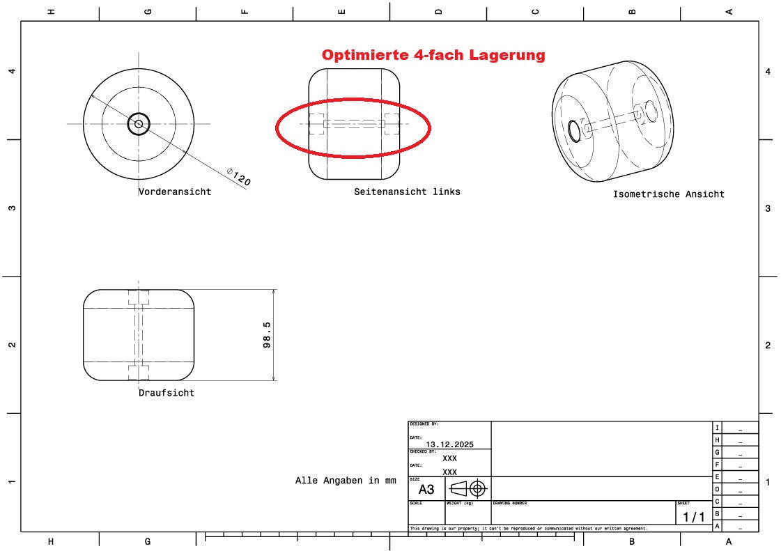 Stiga Laufrollen Set Ersatz für/kompatibel mit 1134-4284-01
